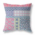 Homeroots 16 in. Patch Indoor Outdoor Throw Pillow Pink & Teal 470558